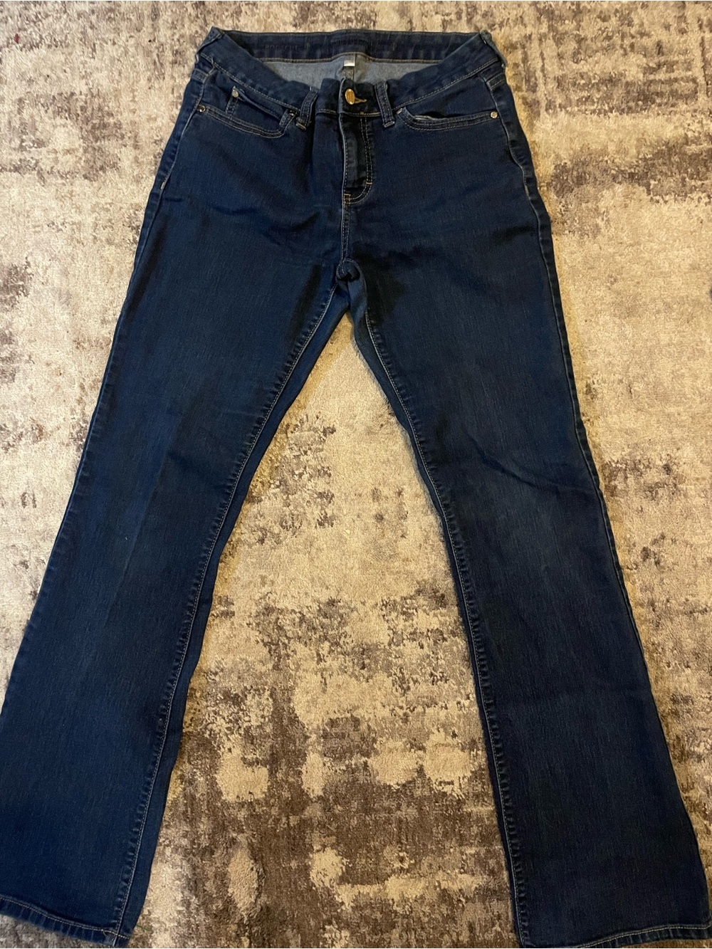Dark Wash Straight Leg Jeans - Navy Blue